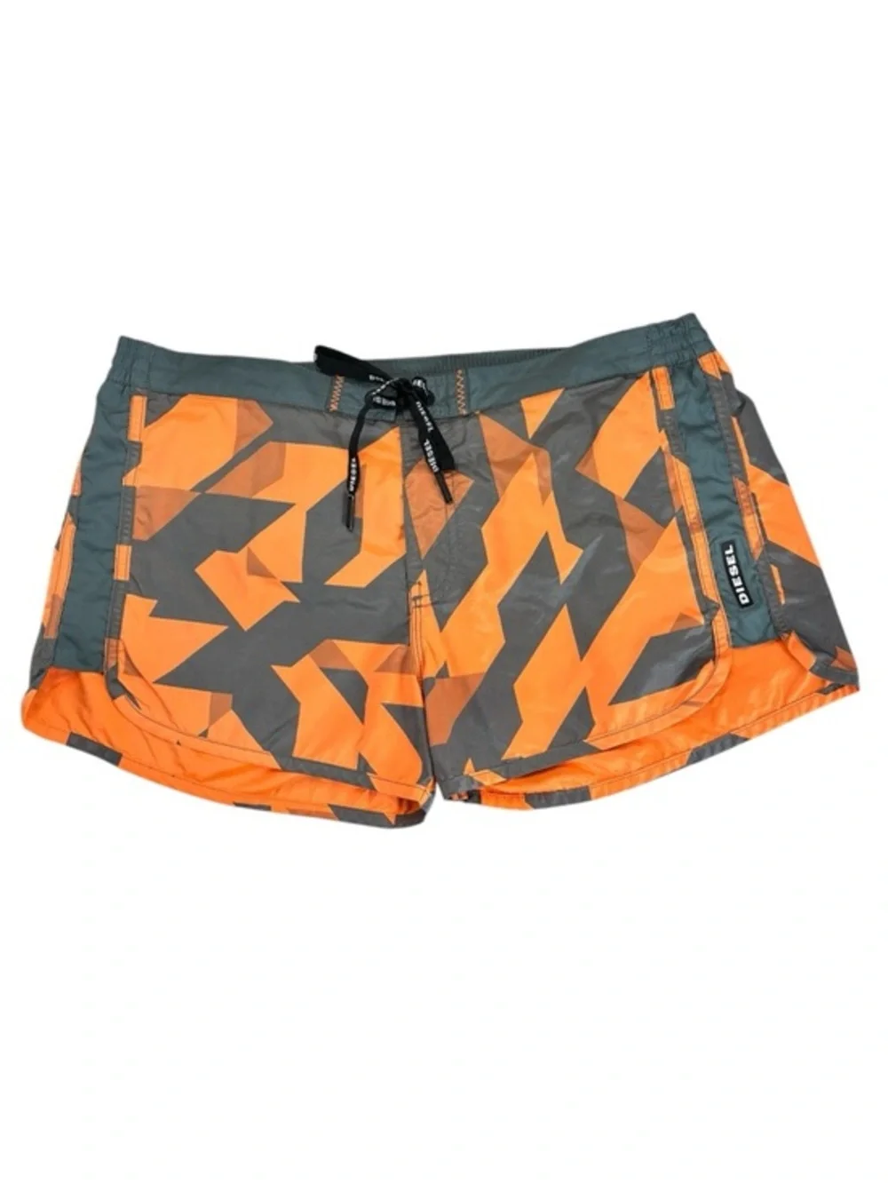 Diesel Beachwear Orange Gray Abstract Swim Trunks Shorts Mesh Lined Size Medium - Picture 1 of 9